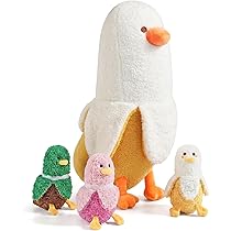 PEACH CAT Banana Duck Plush Toy Set - Adorable Family of 4
